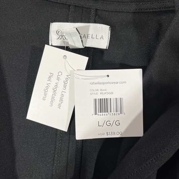 NWT Women's Rafaella Vegan Leather Ponte Draped Front Black Jacket, Large, Black - Picture 5 of 7